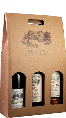 Сумка картонная на 3 бут. с логотипом